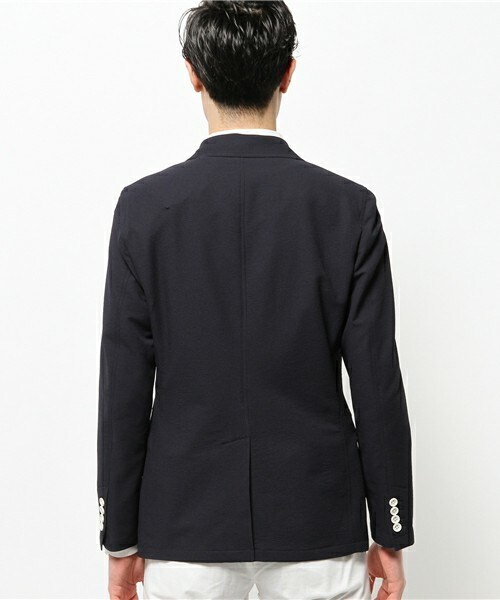 MEN'S BIGI（メンズビギ）の「シアサッカー ストレッチジャケット/オンオフ兼用（テーラードジャケット・メンズ・ホワイト/ネイビー・SMALL/MEDIUM/LARGE）」の5枚目の写真