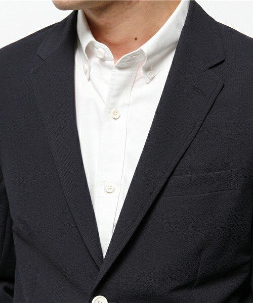 MEN'S BIGI（メンズビギ）の「シアサッカー ストレッチジャケット/オンオフ兼用（テーラードジャケット・メンズ・ホワイト/ネイビー・SMALL/MEDIUM/LARGE）」の7枚目の写真