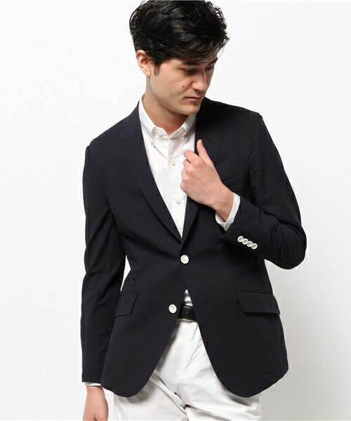 MEN'S BIGI（メンズビギ）の「シアサッカー ストレッチジャケット/オンオフ兼用（テーラードジャケット・メンズ・ホワイト/ネイビー・SMALL/MEDIUM/LARGE）」の16枚目の写真