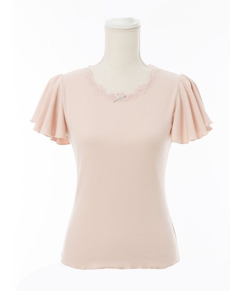 mon Lily(モンリリィ)の「袖フレアリブカットソートップス(トップス・レディース・ホワイト/ピンク/ブルーグレー/ラベンダー/ブラック・M/L)」の5枚目の写真