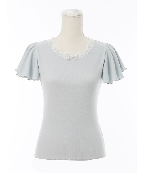 mon Lily(モンリリィ)の「袖フレアリブカットソートップス(トップス・レディース・ホワイト/ピンク/ブルーグレー/ラベンダー/ブラック・M/L)」の3枚目の写真