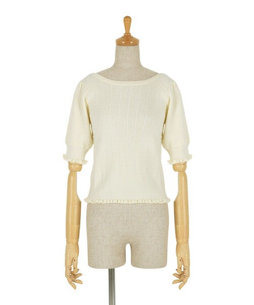 0044(ゼロゼロヨンヨン)の「バックリボンケーブル編み半袖ニットプルオーバー/F&A(ワンピース・レディース・その他)」の2枚目の写真