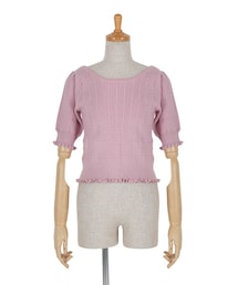 0044 | バックリボンケーブル編み半袖ニットプルオーバー/F&A(ワンピース)