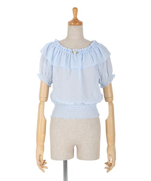 100percent(ヒャクパーセント)の「シフォンオフショルダー半袖プルオーバーブラウス/F&A(ワンピース・レディース・その他)」の1枚目の写真