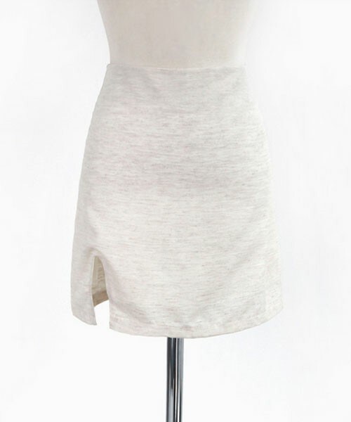 DHOLIC（ディーホリック）の「レーヨンミックススリットタイトミニスカート（スカート・レディース・ホワイトアイボリー/ライトベージュ・S/M）」の2枚目の写真