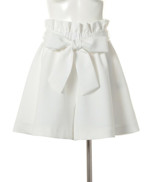 31 Sons de mode(トランテアン ソン ドゥ モード)の「リボン付フレアキュロット(パンツ・レディース・ブラック/ホワイト/サックスブルー・36/38)」の2枚目の写真