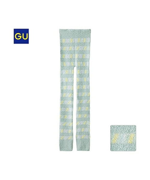 GU]もこもこボーダーレギンスシェリーメイバイオレットレッグウェア