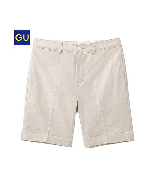 GU（ジーユー）の「（GU）リネンコットンショートトラウザー（MEN ⁄ チノ・イージーパンツ・デザインパンツ・メンズ・BLACK/OFF WHITE/NAVY/OLIVE/BLUE・L/M/XL/S）」の2枚目の写真