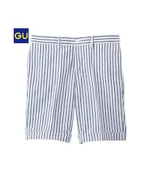 GU | （GU）コットンリネンショートトラウザー（ストライプ）(パンツ)