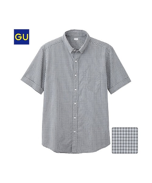 GU(ジーユー)の「(GU)ブロードチェックシャツ(半袖)(MEN ⁄ シャツ・メンズ・BLACK/GRAY/RED/BLUE・XL/S/M/L)」の2枚目の写真