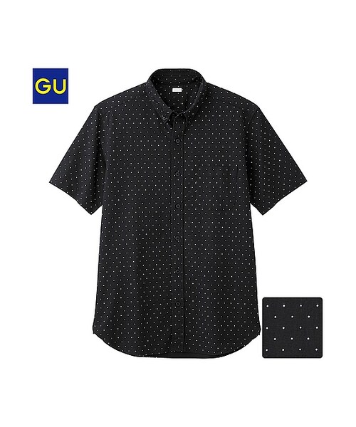 GU（ジーユー）の「（GU）オックスプリントシャツ（ドット・半袖）（MEN ⁄ シャツ・メンズ・WHITE/LIGHT BLUE/NAVY/BLACK・S/L/XL/M）」の2枚目の写真