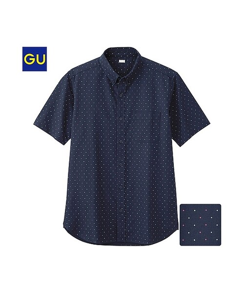 GU（ジーユー）の「（GU）オックスプリントシャツ（ドット・半袖）（MEN ⁄ シャツ・メンズ・WHITE/LIGHT BLUE/NAVY/BLACK・S/L/XL/M）」の4枚目の写真