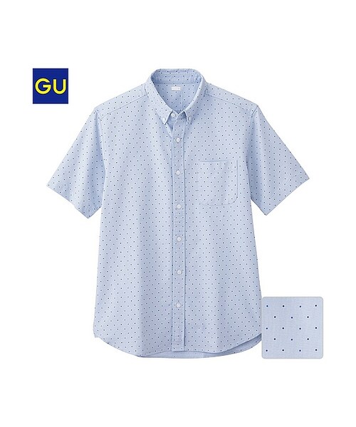 GU（ジーユー）の「（GU）オックスプリントシャツ（ドット・半袖）（MEN ⁄ シャツ・メンズ・WHITE/LIGHT BLUE/NAVY/BLACK・S/L/XL/M）」の3枚目の写真
