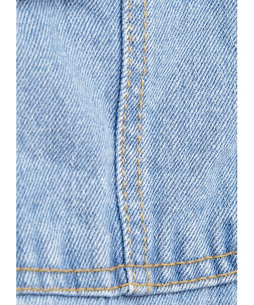 gracegift（グレースギフト）の「韓國俏皮丹尼前口袋吊帶鬚邊短褲（パンツ・レディース・淺藍/藍・S/M）」の2枚目の写真