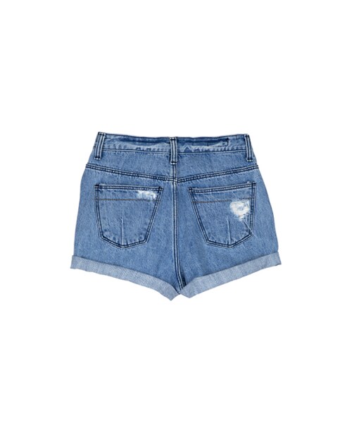 gracegift（グレースギフト）の「韓國破損捲邊寬版牛仔短褲（パンツ・レディース・深藍・S/M）」の2枚目の写真