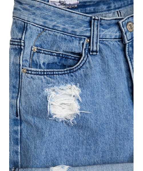 gracegift（グレースギフト）の「韓國破損捲邊寬版牛仔短褲（パンツ・レディース・深藍・S/M）」の3枚目の写真