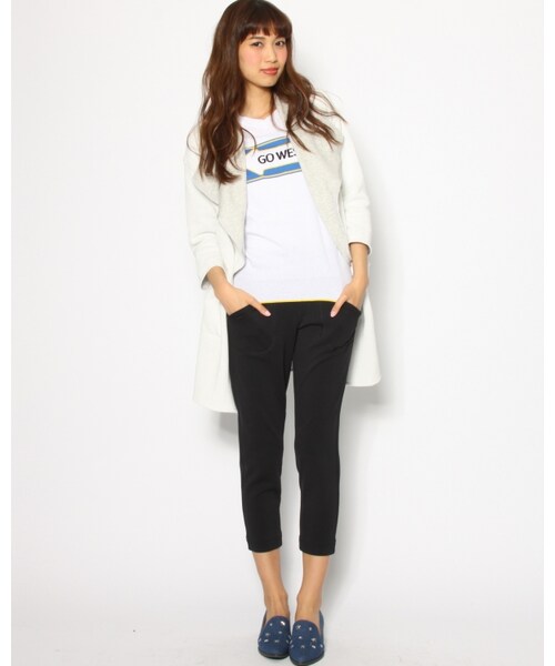 VICKY（ビッキー）の「アクアスーティングジャージカーゴゆるパンツ（パンツ・レディース・ホワイト/ブラック・S/M）」の8枚目の写真