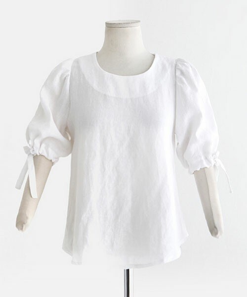 DHOLIC(ディーホリック)の「リネンパフスリーブブラウス(シャツ/ブラウス・レディース・ホワイトアイボリー/ピンクトーン/ディープスカイブルー/ダークネイビー・FREE)」の1枚目の写真
