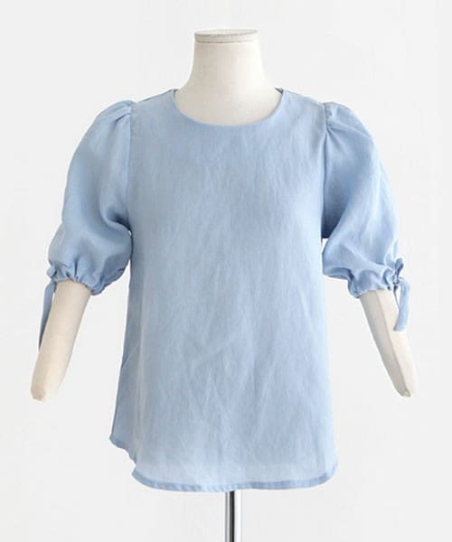 DHOLIC(ディーホリック)の「リネンパフスリーブブラウス(シャツ/ブラウス・レディース・ホワイトアイボリー/ピンクトーン/ディープスカイブルー/ダークネイビー・FREE)」の2枚目の写真