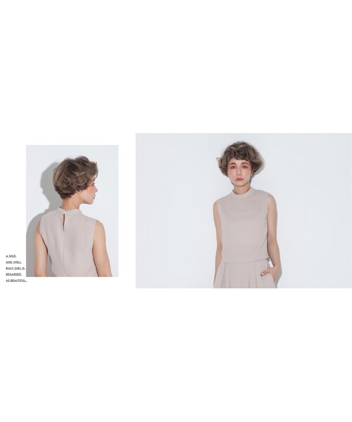 Marjorie(マージョリー)の「緋色懷想,小立領後頸扣修身背心(3色)(トップス・レディース・粉/裸/白・F)」の4枚目の写真