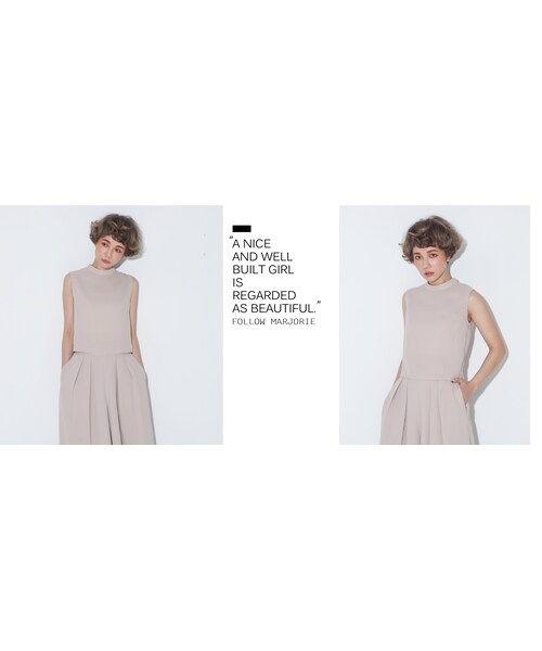 Marjorie(マージョリー)の「緋色懷想,小立領後頸扣修身背心(3色)(トップス・レディース・粉/裸/白・F)」の2枚目の写真