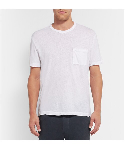 JAMES PERSE（ジェームスパース）の「James Perse Linen and Cotton-Blend Jersey T-Shirt（Tシャツ/カットソー・メンズ・White・1/3/2/4/5）」の3枚目の写真