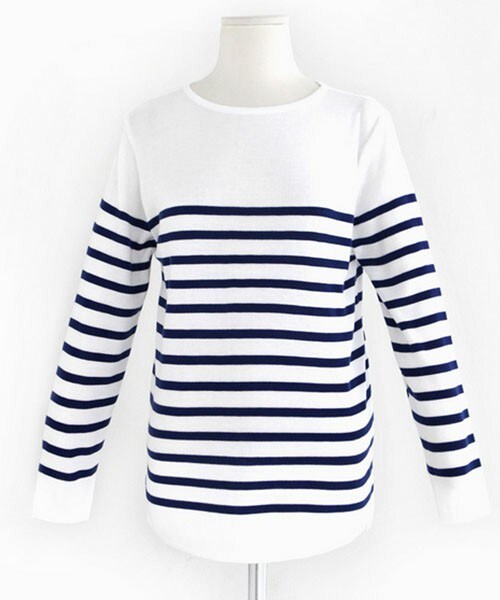 DHOLIC（ディーホリック）の「パネルボーダールーズTシャツ（Tシャツ/カットソー・レディース・ワイン/ブルー/ダークネイビー・FREE）」の2枚目の写真