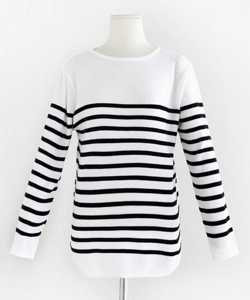 DHOLIC（ディーホリック）の「パネルボーダールーズTシャツ（Tシャツ/カットソー・レディース・ワイン/ブルー/ダークネイビー・FREE）」の3枚目の写真