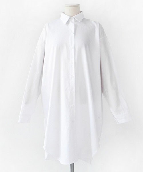 DHOLIC(ディーホリック)の「♢SS仕様♢ラウンドヘムロングシャツ(シャツ/ブラウス・レディース・ホワイト/ブラック・FREE)」の1枚目の写真