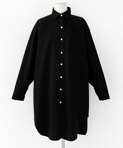 DHOLIC(ディーホリック)の「♢SS仕様♢ラウンドヘムロングシャツ(シャツ/ブラウス・レディース・ホワイト/ブラック・FREE)」の2枚目の写真