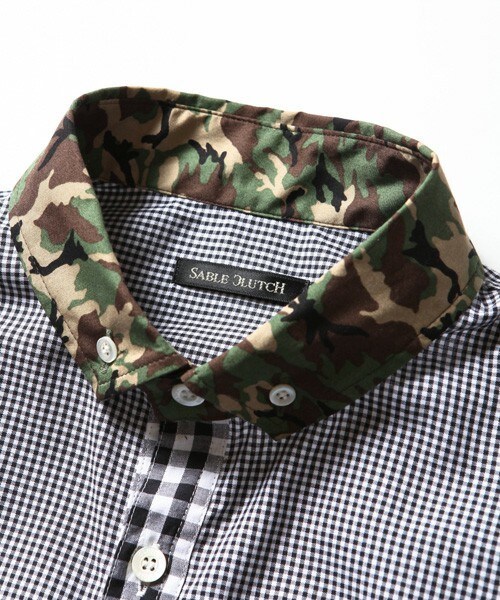 SABLE CLUTCH（セーブルクラッチ）の「リトルB.D カモフラージュカラー ギンガムチェック シャツ（シャツ/ブラウス・メンズ・ブラック/ブルー・S/M/L/XL）」の4枚目の写真