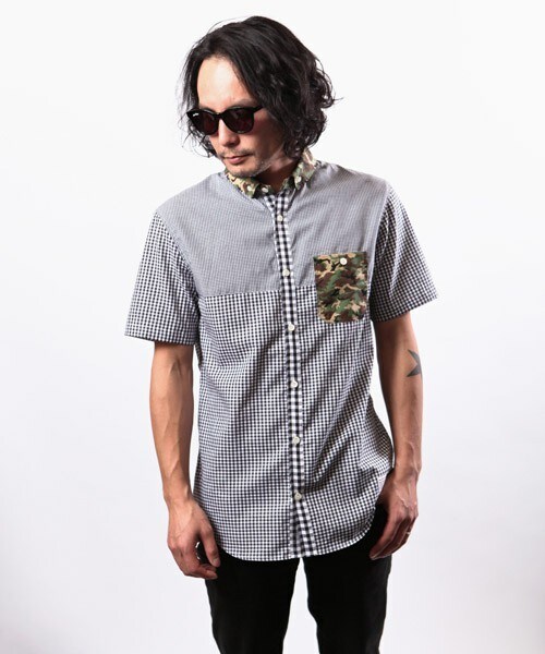 SABLE CLUTCH（セーブルクラッチ）の「リトルB.D カモフラージュカラー ギンガムチェック シャツ（シャツ/ブラウス・メンズ・ブラック/ブルー・S/M/L/XL）」の13枚目の写真