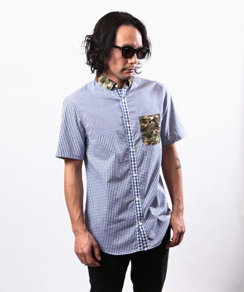 SABLE CLUTCH（セーブルクラッチ）の「リトルB.D カモフラージュカラー ギンガムチェック シャツ（シャツ/ブラウス・メンズ・ブラック/ブルー・S/M/L/XL）」の16枚目の写真