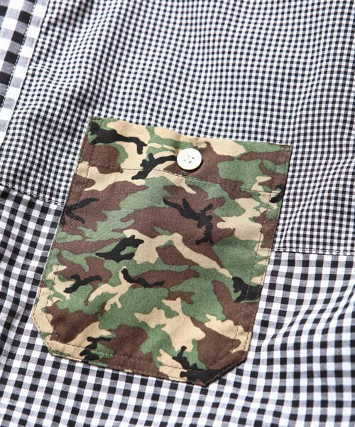 SABLE CLUTCH（セーブルクラッチ）の「リトルB.D カモフラージュカラー ギンガムチェック シャツ（シャツ/ブラウス・メンズ・ブラック/ブルー・S/M/L/XL）」の5枚目の写真