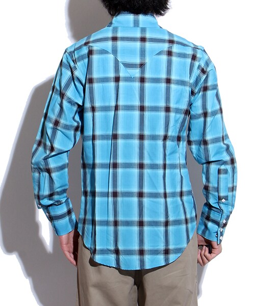 ROCKMOUNT（ロックマウント）の「Shadow Plaid Sawtooth Pocket Cotton Western Shirt（その他・メンズ・ブラック/ブルー・14H/15）」の3枚目の写真