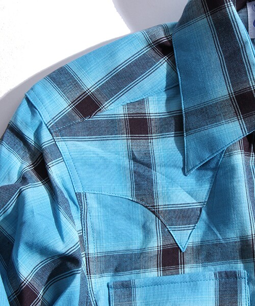 ROCKMOUNT（ロックマウント）の「Shadow Plaid Sawtooth Pocket Cotton Western Shirt（その他・メンズ・ブラック/ブルー・14H/15）」の8枚目の写真