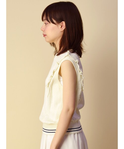 w closet（ダブルクローゼット）の「ケーブル編みフリルベスト（トップス・レディース・ホワイト/グレー/ネイビー・FREE）」の5枚目の写真