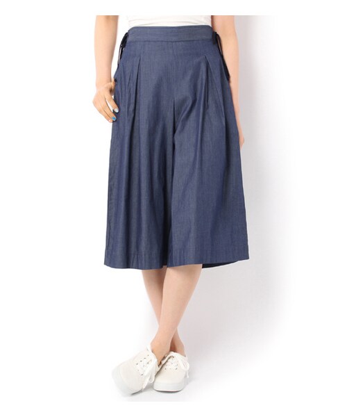 PAGEBOY（ページボーイ）の「サイド編み上げタック入りガウチョパンツ（パンツ・レディース・ブラック/ブラック系/ブルー/インディゴ）」の4枚目の写真