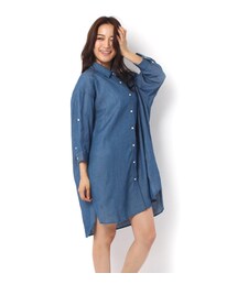 mysty woman | 五分丈デニムシャツワンピース(ワンピース/ドレス)