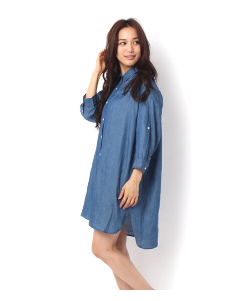 mysty woman(ミスティウーマン)の「五分丈デニムシャツワンピース(ワンピース/ドレス・レディース・ブルー/インディゴ・M)」の4枚目の写真