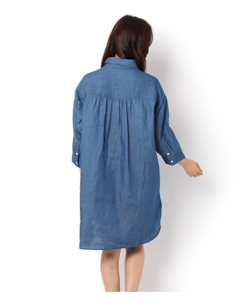 mysty woman(ミスティウーマン)の「五分丈デニムシャツワンピース(ワンピース/ドレス・レディース・ブルー/インディゴ・M)」の3枚目の写真