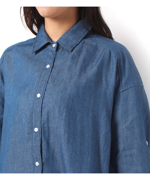 mysty woman(ミスティウーマン)の「五分丈デニムシャツワンピース(ワンピース/ドレス・レディース・ブルー/インディゴ・M)」の5枚目の写真