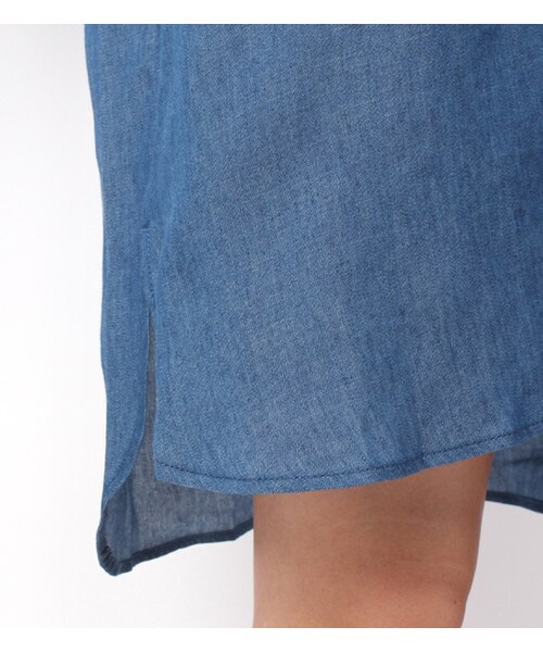 mysty woman(ミスティウーマン)の「五分丈デニムシャツワンピース(ワンピース/ドレス・レディース・ブルー/インディゴ・M)」の8枚目の写真