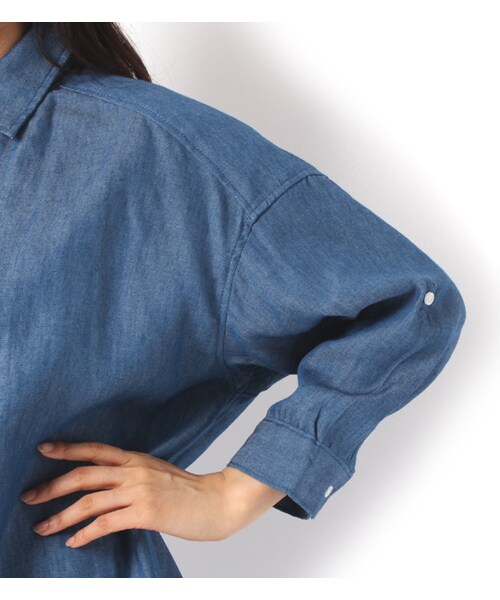 mysty woman(ミスティウーマン)の「五分丈デニムシャツワンピース(ワンピース/ドレス・レディース・ブルー/インディゴ・M)」の7枚目の写真