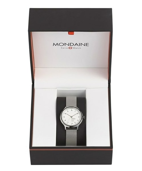 Mondaine Helvetica 腕時計 レディース (MH1.L2110.LD) スイス製 ダークブルーレザーストラップ シルバーステンレススチールケース Mondaine helvetica no1 bold women wristwatch- Swissmade Direct