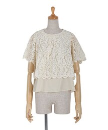 an another angelus | レース重ねフレアー袖ノーカラープルオーバーブラウス/an another angelus(シャツ/ブラウス)