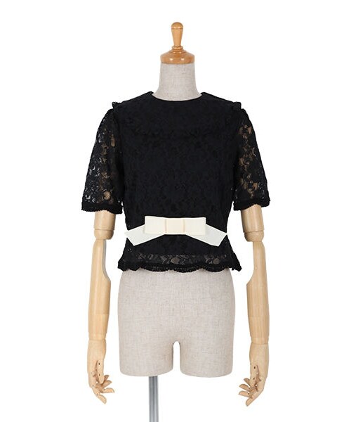 an another angelus（アンアナザーアンジェラス）の「リボン付き総レース半袖プルオーバーブラウス/an another angelus（シャツ/ブラウス・レディース・その他）」の2枚目の写真