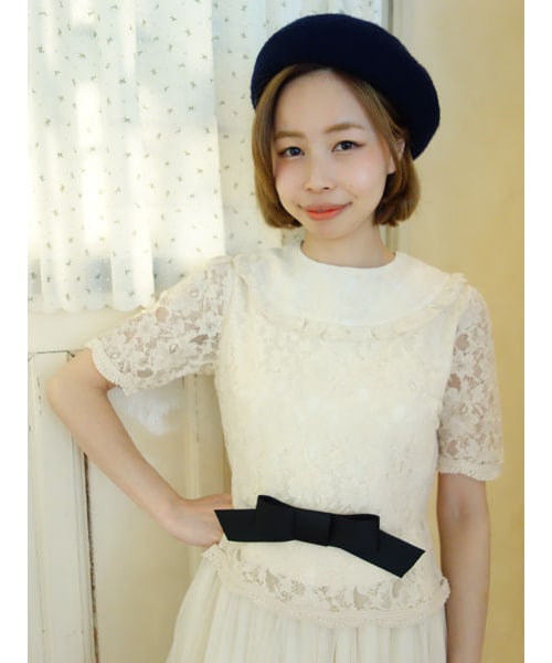 an another angelus（アンアナザーアンジェラス）の「リボン付き総レース半袖プルオーバーブラウス/an another angelus（シャツ/ブラウス・レディース・その他）」の4枚目の写真