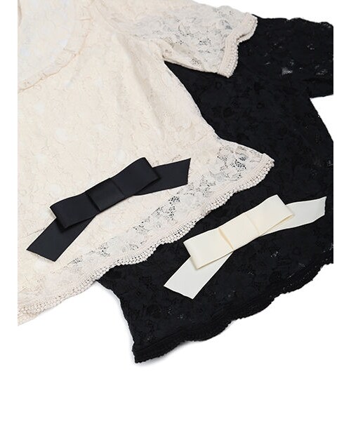 an another angelus（アンアナザーアンジェラス）の「リボン付き総レース半袖プルオーバーブラウス/an another angelus（シャツ/ブラウス・レディース・その他）」の3枚目の写真