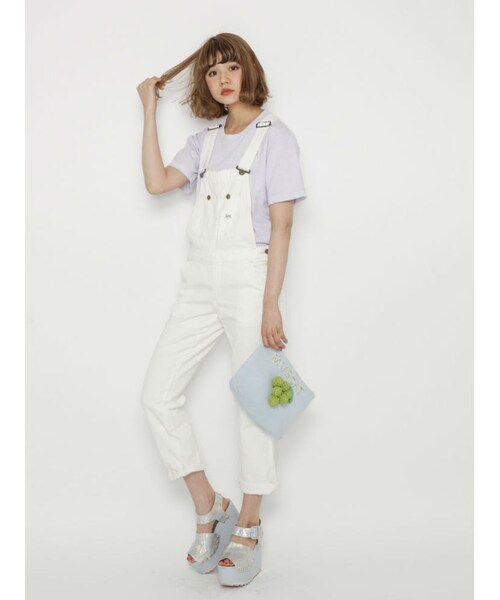 merry jenny(メリージェニー)の「【Lee】テーパードオーバーオールLL1154(オールインワン・サロペット・レディース・ホワイト/ブルー)」の3枚目の写真